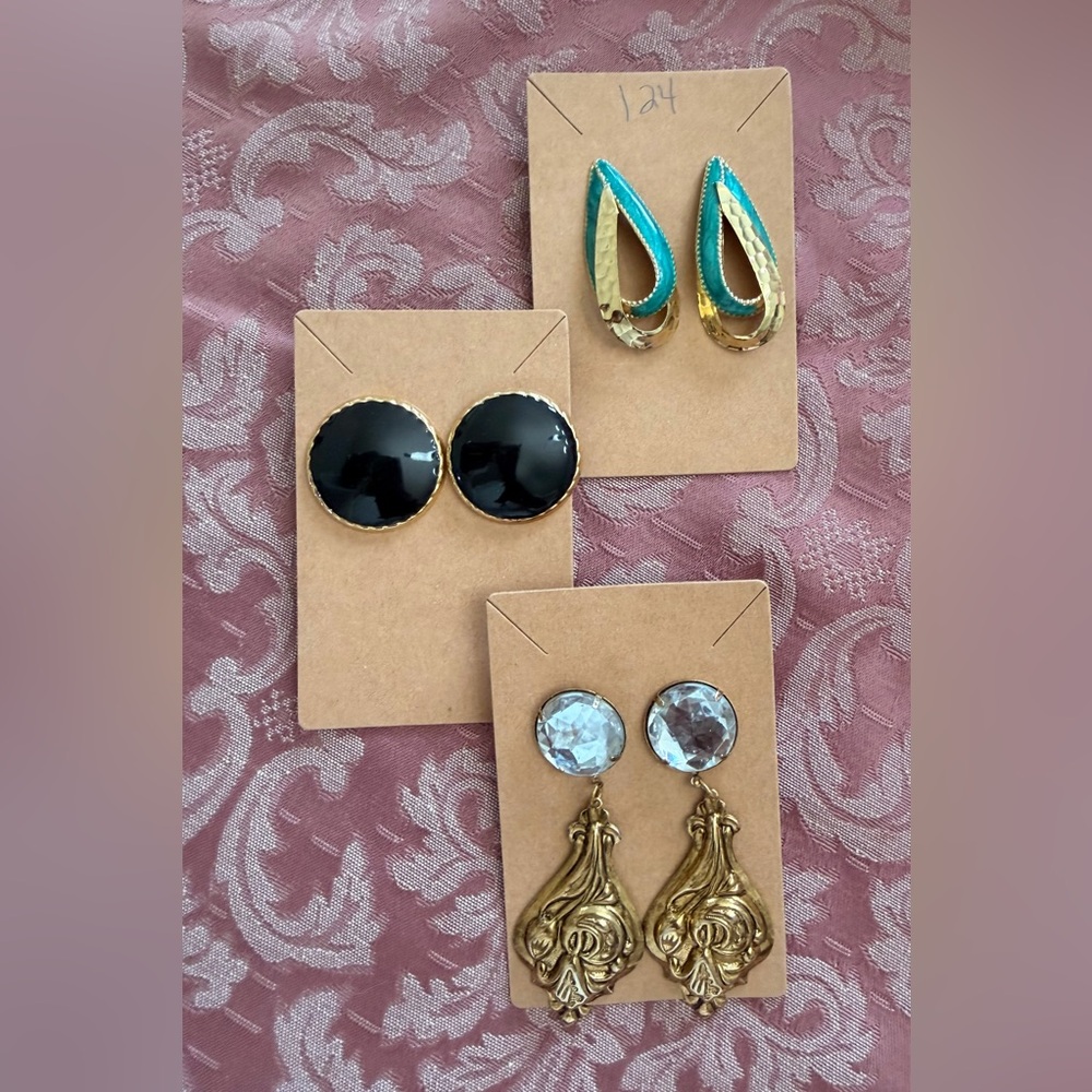 Teal and Gold Teardrop Statement Earrings - Women Jewelry